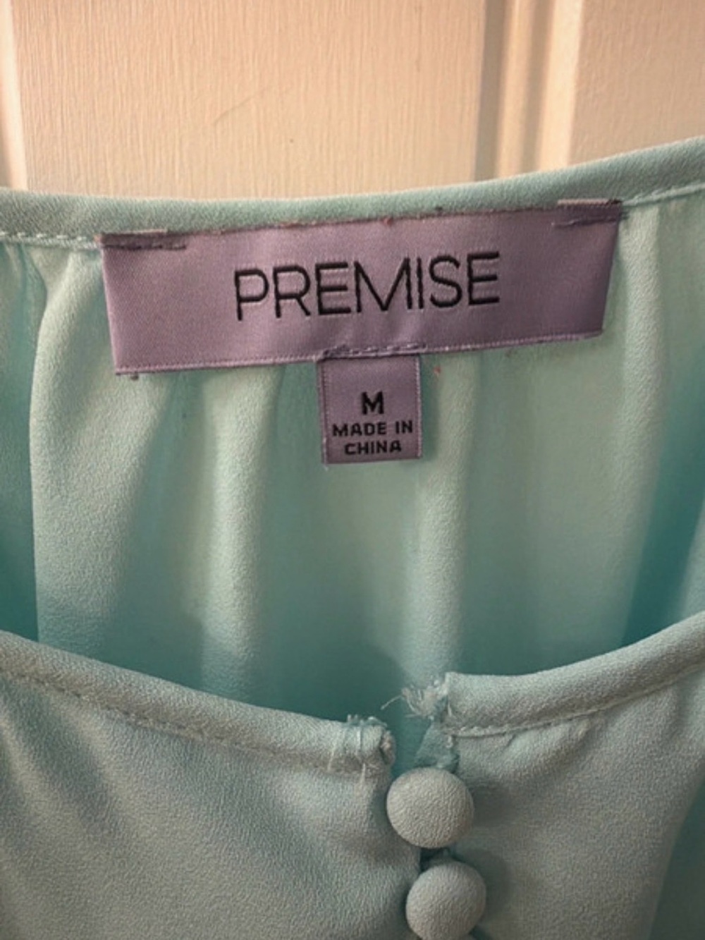 Premise Mint Cold-Shoulder Ruffle Button-Front Blouse - Picture 2 of 3